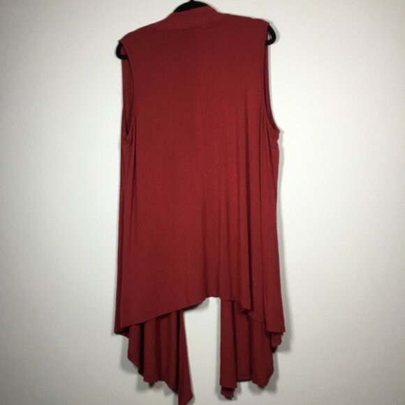 Red long asymmetrical duster vest open front hippie boho bohemian layering XL - Picture 4 of 8